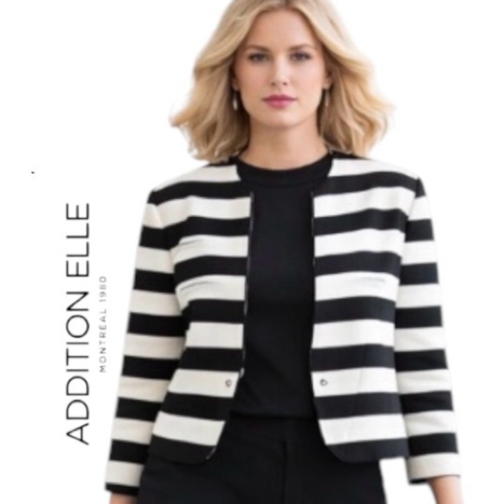 24W Cropped Black/White Jacket with Snap Closure MichelStudio Collection